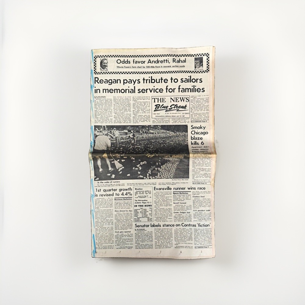 The News Blue Streak Newspaper - Reagan Pays Tribute to Sailors - May 22, 1987